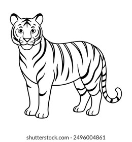 Royal Bengal Tiger line art vector