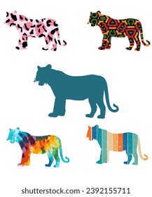 Royal Bengal Tiger Silhouettes Vektor 