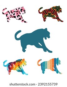 Royal Bengal Tiger Silhouettes Vector 