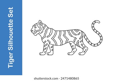 Royal Bengal Tiger with vector collection. 