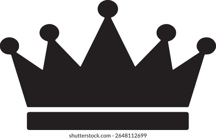 Royal Black Crown Silhouette Icon - Symbol of King Queen Royalty Power Leadership