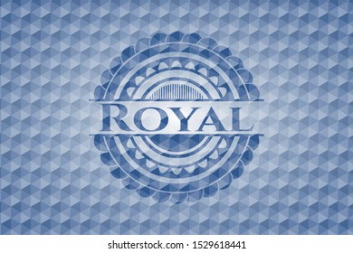 Royal blue badge with geometric background. Vector Illustration. Detailed.