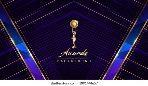 Royal Blue Golden Awards Graphics Background Lines Polygon Triangle Celebration Entertainment Light Stripe Template Frame Line Luxury Premium Corporate Abstract Design Template Banner Certificate