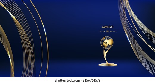 Royal Blue Golden Awards Graphics Background Lines Polygon Triangle Celebration Entertainment Light Stripe Template Frame