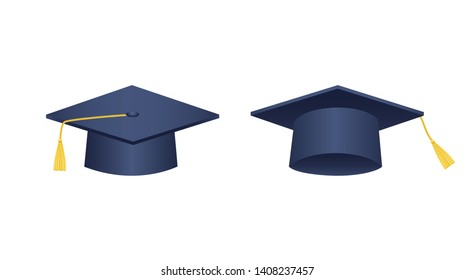 Royal Blue Graduation Cap Isolated On White Background, Education Concept, Can Be Used For Topics Like University, Graduation, Studying