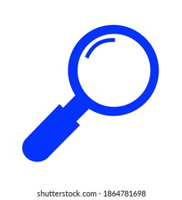 Royal blue Magnifying glass or search icon, flat vector graphic on isolated background in white background.