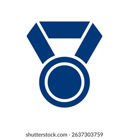 Royal blue medal of recognition icon illustration element