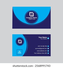 Royal Blue and Sky Blue Vector Business Card Design Template of Print