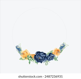 Royal Blue Watercolor Floral Ring.Illustrator and designer. Wedding Invites, save the date, Birthday Invites, Video Invites, E-Cards.