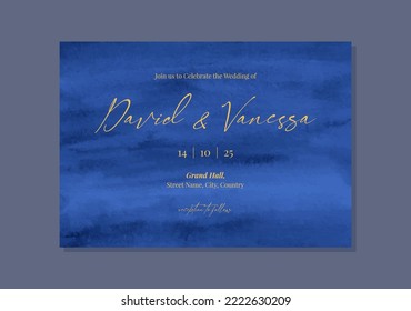 Royal blue wedding card invitation template design