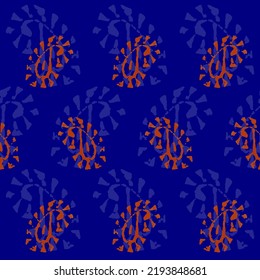 Royal Blue Wooden Block Texture Seamless Paisley Print 