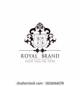 Royal brand illustration vector logo design golden crown symbols for vip and royal.