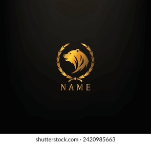 Royal brand illustration vector logo design golden leaf symbols for vip and royal.