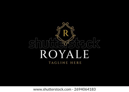 Royal brand logo design template. Luxury logo design concept. line art frame style