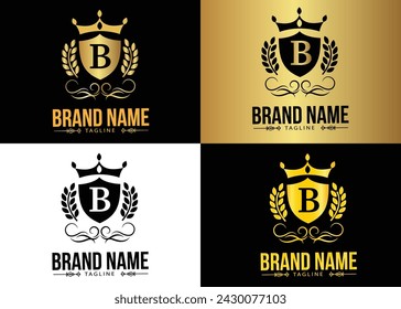 Royal Brand Luxury Crest With Latter B Logo .