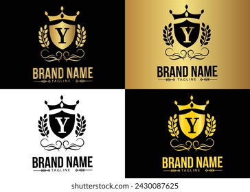 Royal Brand Luxury Crest With Latter Y Logo .