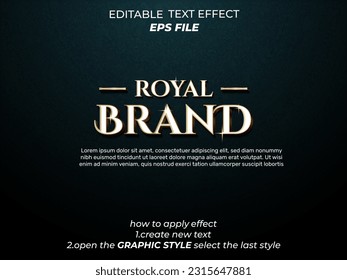royal brand text effect, font editable, typography, 3d text. vector template