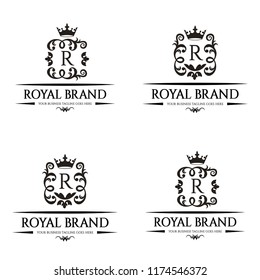 Royal brand vintage shield set, Crest logo, Business sign