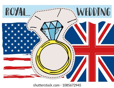 Royal British American wedding vector stock 