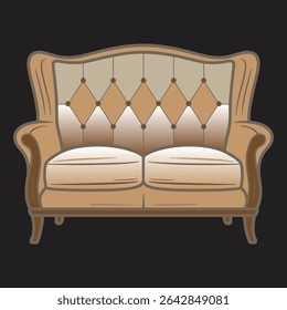 Royal brown loveseat with ornate golden frame and luxurious cushion design, perfect for classical home decor, luxury interiors, and vintage setups.
