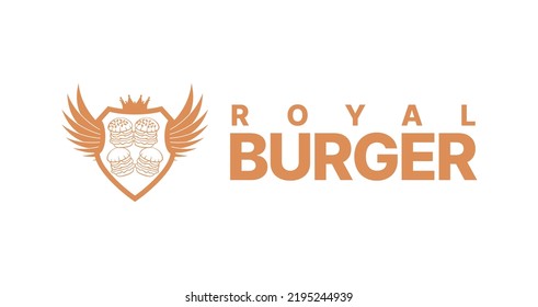 Royal Burger Logo Vector Icon Symbol Template. Burger Logo Vector. Royal Logo