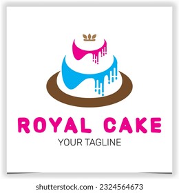 royal cake with crown logo premium elegant template vector eps 10
