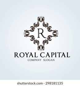 Royal capital R letter Luxury logo template