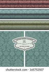 Royal card with floral and label elements. 