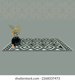 Royal carpet ,flowervase with bacground