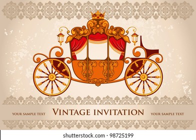 Royal carriage with  horse on the grunge background