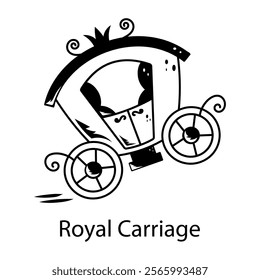 The royal carriage icon designed in glyph style