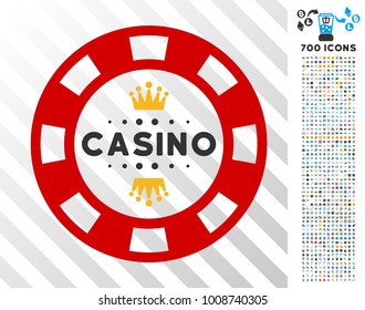 Royal Casino Chip icon with 7 hundred bonus bitcoin mining and blockchain clip art. Vector illustration style is flat iconic symbols designed for bitcoin apps.