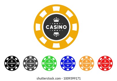Royal Casino Chip icon. Vector illustration style is a flat iconic royal casino chip symbol with grey, yellow, green, blue, red, black color variants. Designed for web and software interfaces.