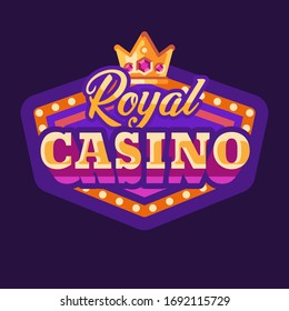 Royal casino purple retro sign flat illustration