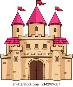 Royal Castle Cartoon Colored Clipart Illustration