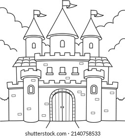Royal Castle Coloring Page For Kids