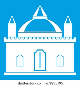 Royal castle icon white isolated on blue background vector illustration