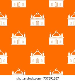 Royal castle pattern repeat seamless in orange color for any design. Vector geometric illustration
