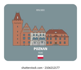Royal Castle in Poznan, Poland. Architectural symbols of European cities. Colorful vector 