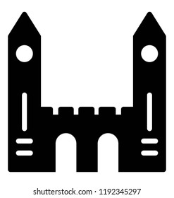 A royal castle with two towers and huge building, royal residence, 