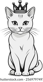 Royal Cat in Crown Illustration
