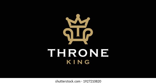 Royal chair with initial T and crown for Throne logo design