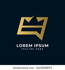 Concepto de diseño de logotipo de chat real Corona signo de chat Moderno Elegante Chat de lujo Marca