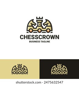 royal chess crown logo vector