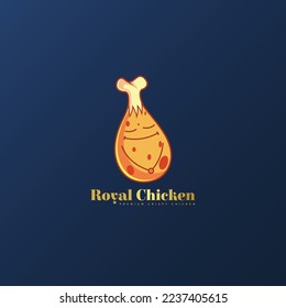 Royal chicken premium crispy chicken vector logo design.