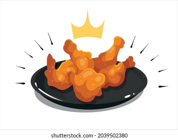 Royal chicken wings and legs in a cartoon vector icon illustration. Food object chicken isolated.