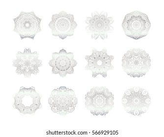 Royal circle design elements.  Silver mandala on white background