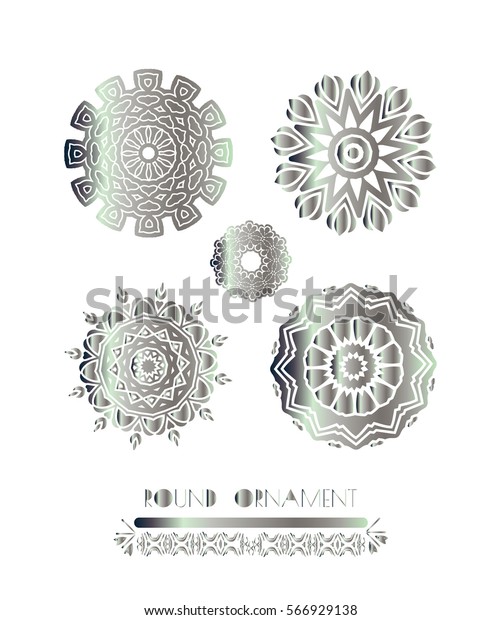 Royal Circle Design Elements Silver Mandala Stock Vector Royalty