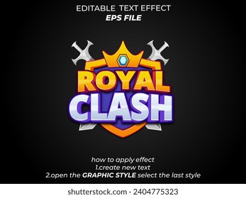 royal clash text effect, font editable, typography, 3d text for medieval fantasy and  rpg games. vector template