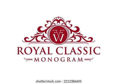 Royal classic border logo design filigree greeting card wedding invitation illustration element